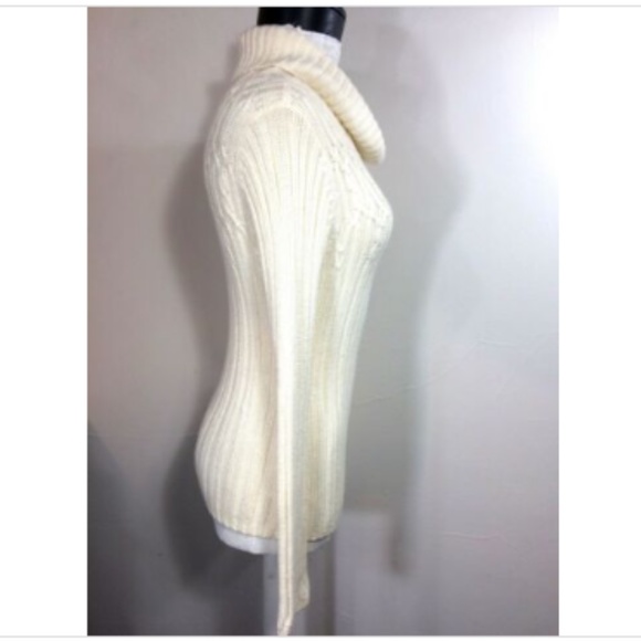 Ann Taylor Sweater White XS Cowl Neck Cable Knit - Picture 3 of 5